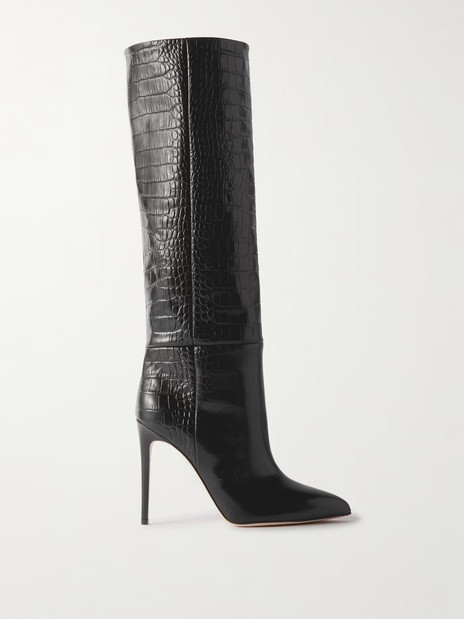Croc-effect leather knee boots Croc-effect leather knee boots