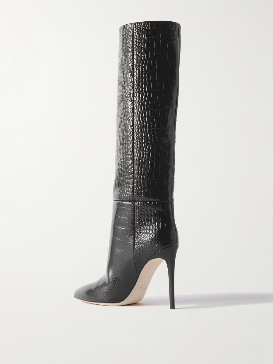 Croc-effect leather knee boots Croc-effect leather knee boots