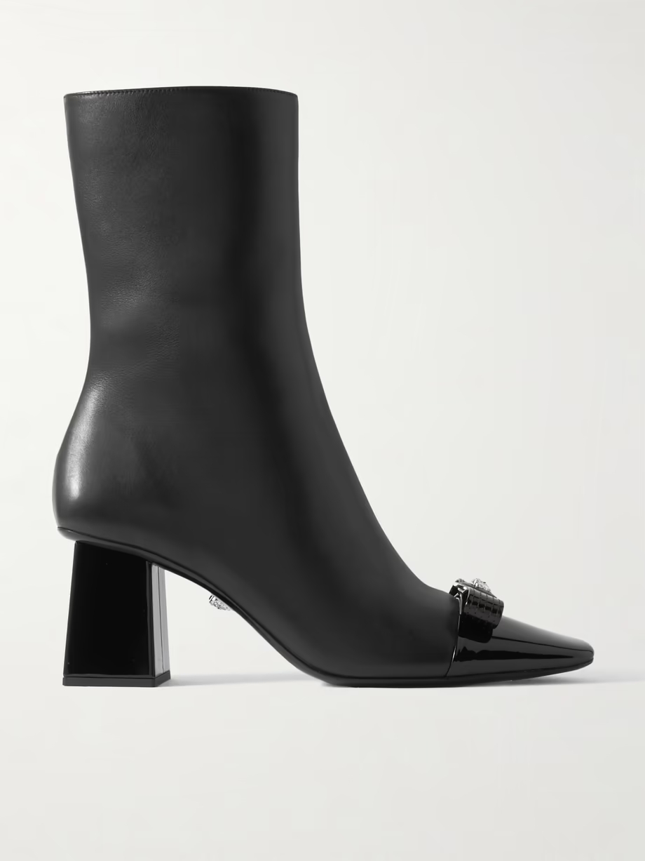 Bow-embellished leather ankle boots Bow-embellished leather ankle boots