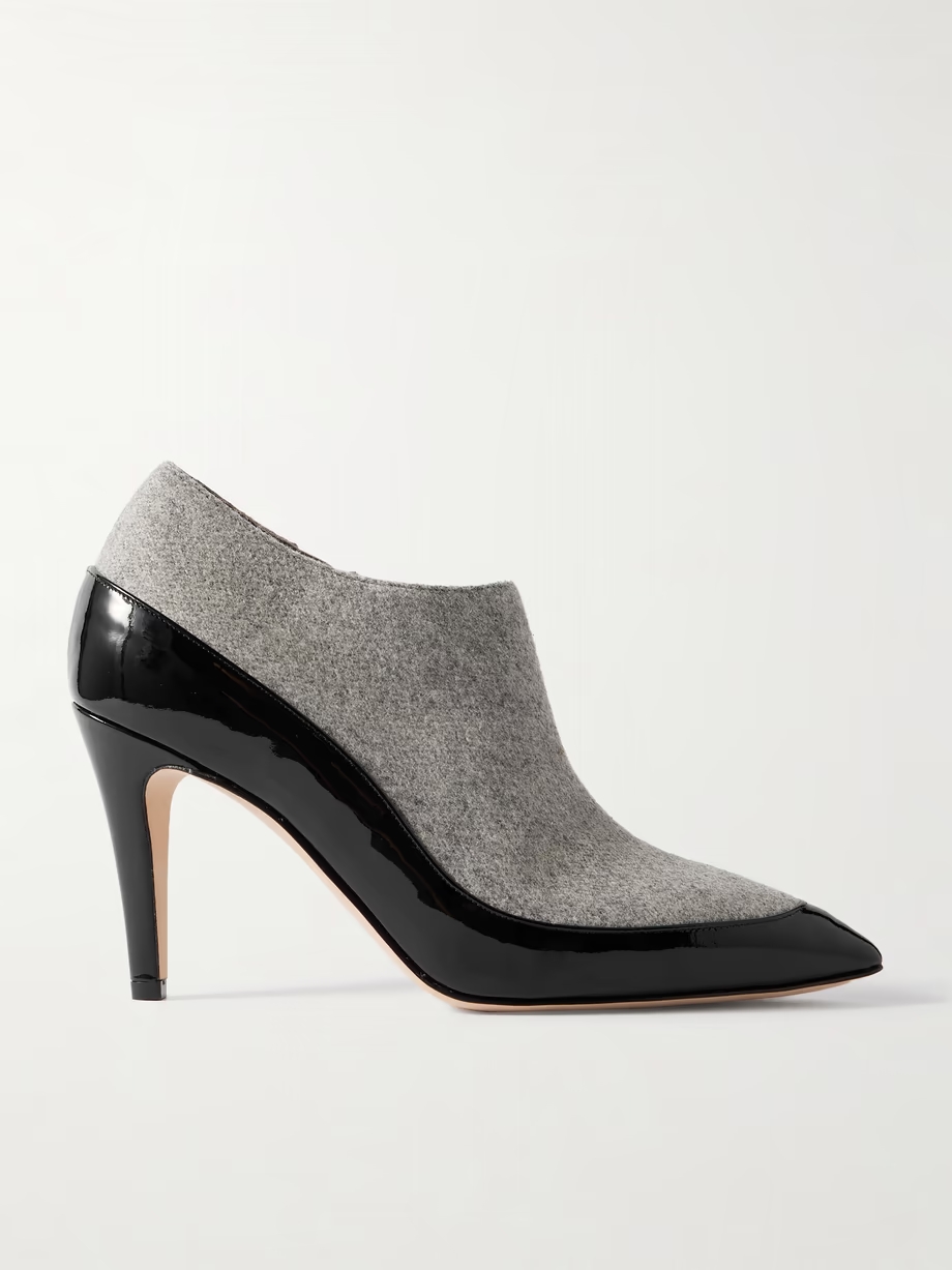 Archepla 90 patent-leather trimmed wool point-toe ankle boots Archepla 90 patent-leather trimmed wool point-toe ankle boots