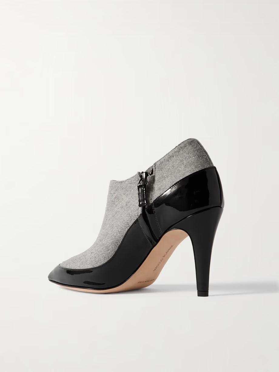 Archepla 90 patent-leather trimmed wool point-toe ankle boots Archepla 90 patent-leather trimmed wool point-toe ankle boots