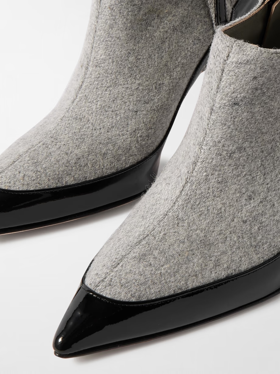 Archepla 90 patent-leather trimmed wool point-toe ankle boots Archepla 90 patent-leather trimmed wool point-toe ankle boots