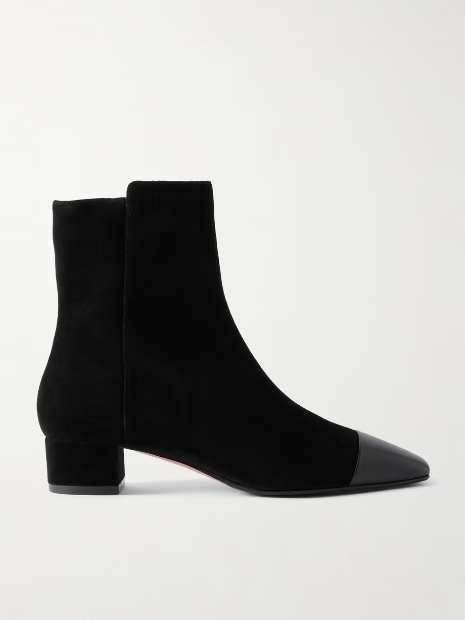 French Flirt leather-trimmed suede ankle boots French Flirt leather-trimmed suede ankle boots