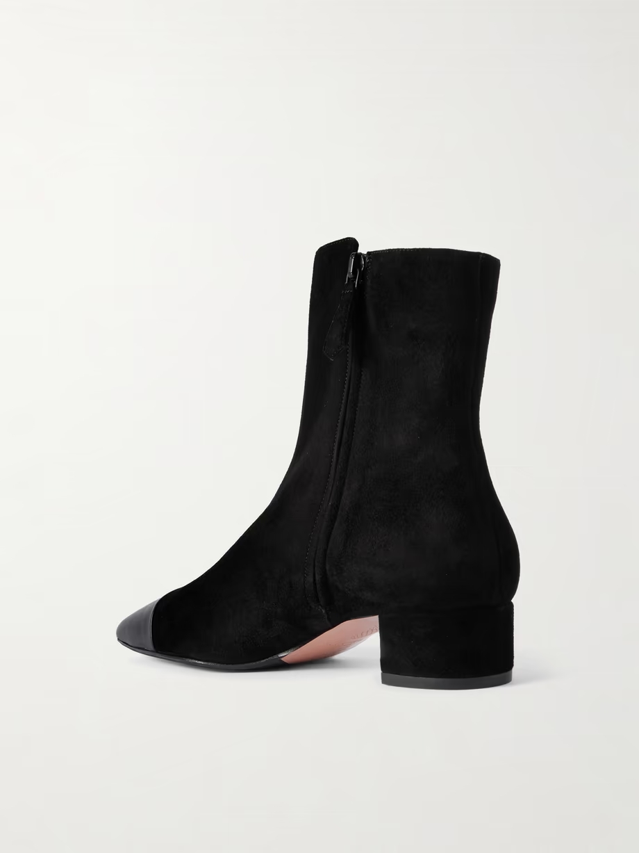 French Flirt leather-trimmed suede ankle boots French Flirt leather-trimmed suede ankle boots
