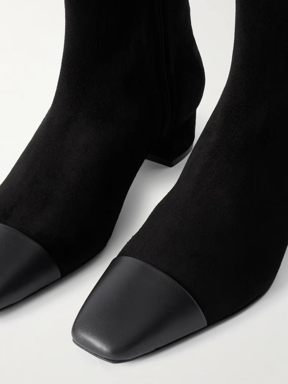 French Flirt leather-trimmed suede ankle boots French Flirt leather-trimmed suede ankle boots