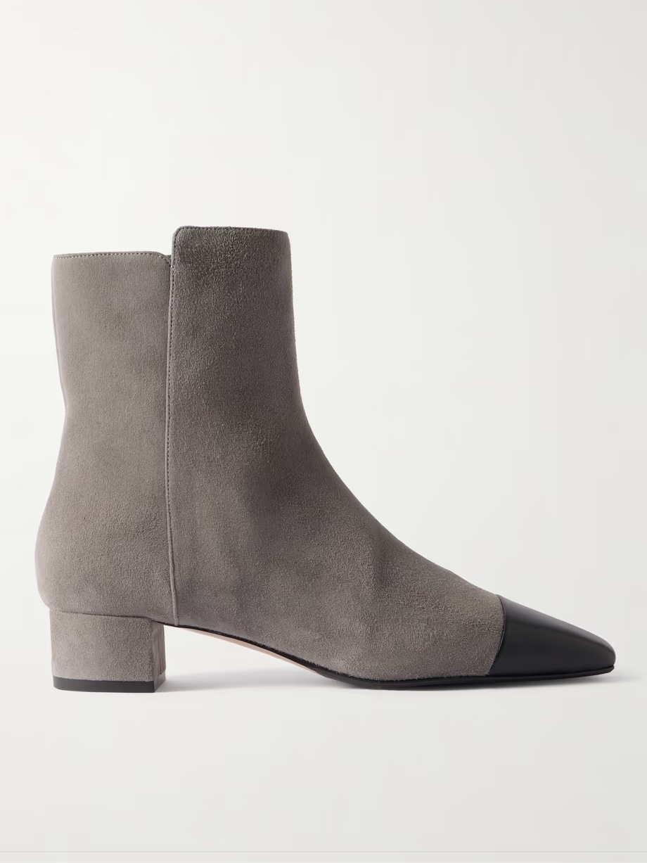 French Flirt 35 leather-trimmed suede ankle boots French Flirt 35 leather-trimmed suede ankle boots
