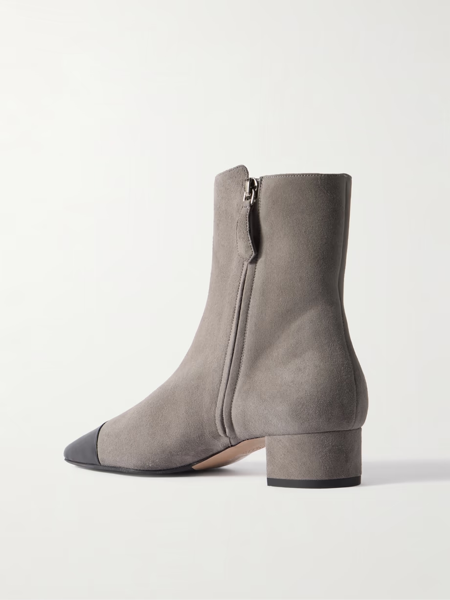 French Flirt 35 leather-trimmed suede ankle boots French Flirt 35 leather-trimmed suede ankle boots