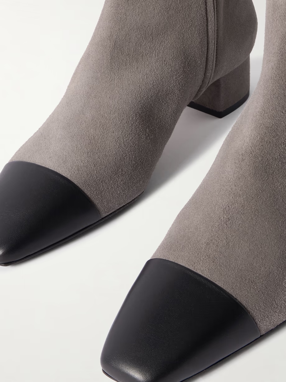 French Flirt 35 leather-trimmed suede ankle boots French Flirt 35 leather-trimmed suede ankle boots