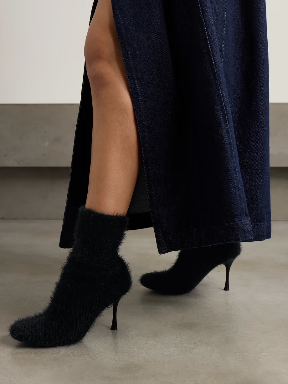 Aspen 95 brushed ribbed-knit ankle boots Aspen 95 brushed ribbed-knit ankle boots
