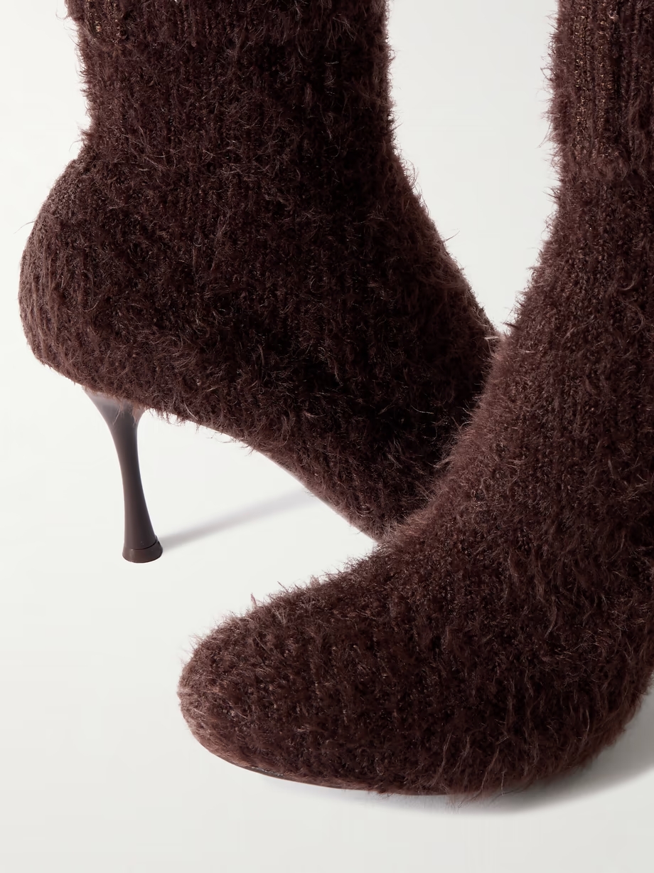 Aspen 95 brushed ribbed-knit ankle boots Aspen 95 brushed ribbed-knit ankle boots