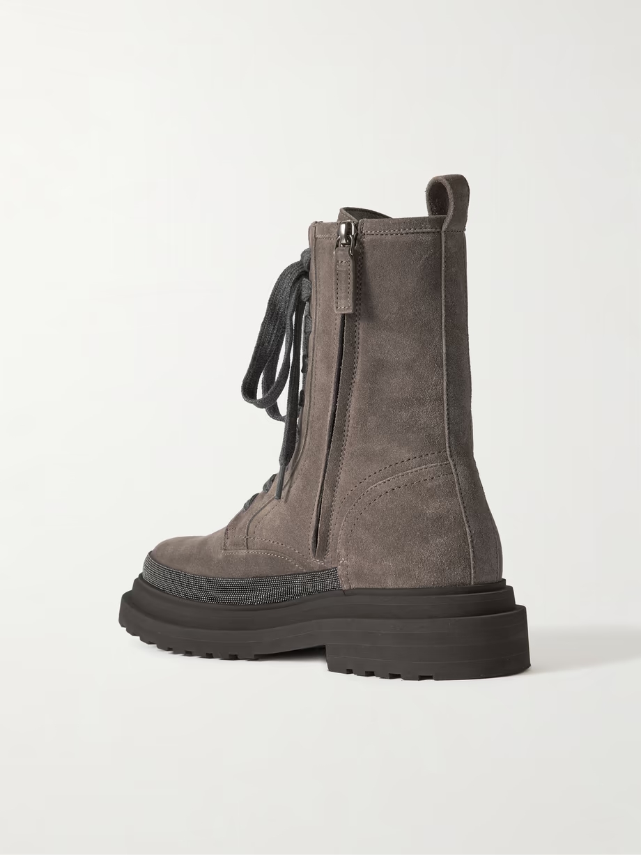 Bead-embellished suede ankle boots Bead-embellished suede ankle boots