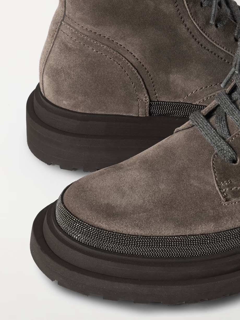 Bead-embellished suede ankle boots Bead-embellished suede ankle boots