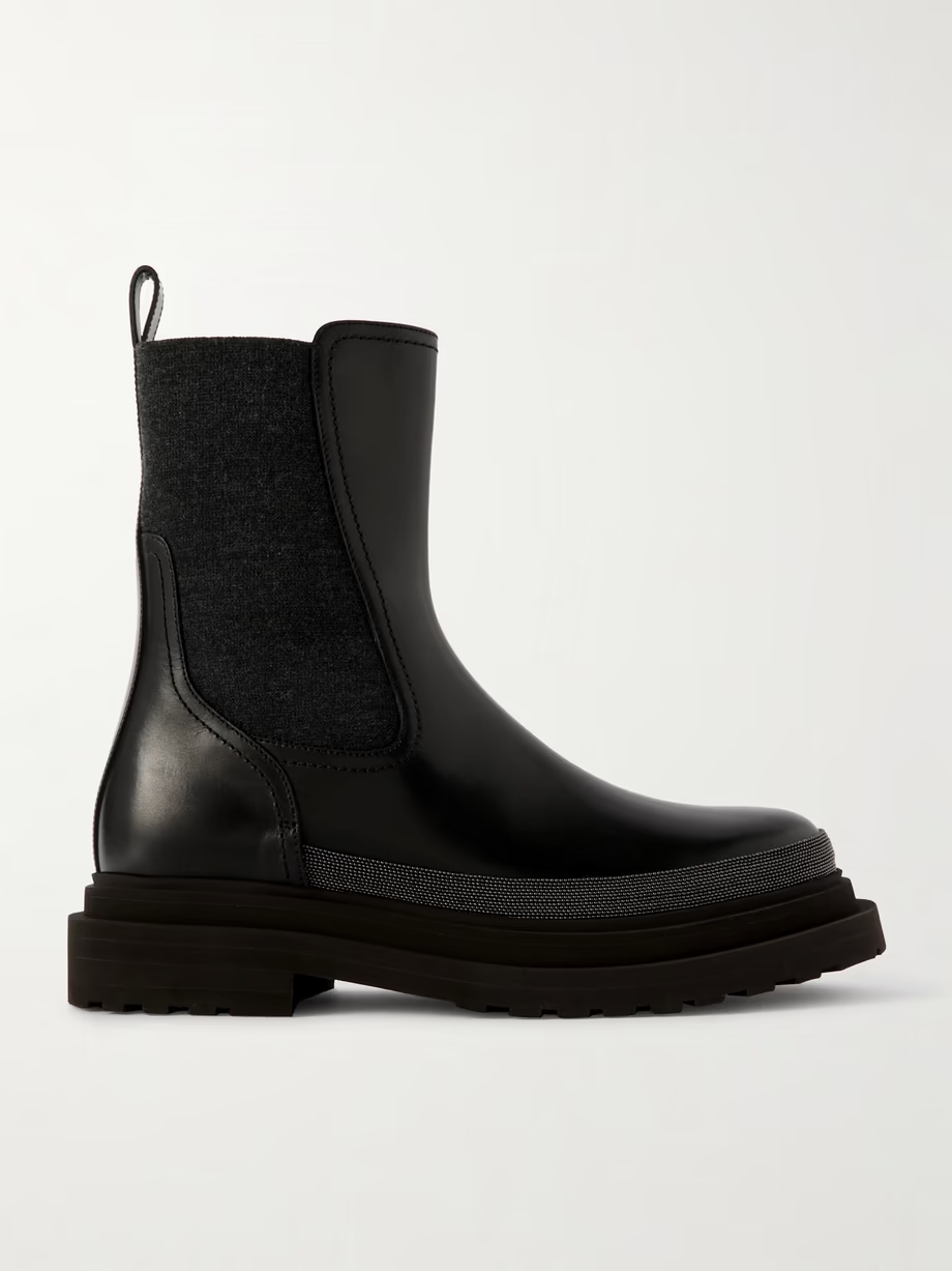 Bead-embellished leather Chelsea boots Bead-embellished leather Chelsea boots