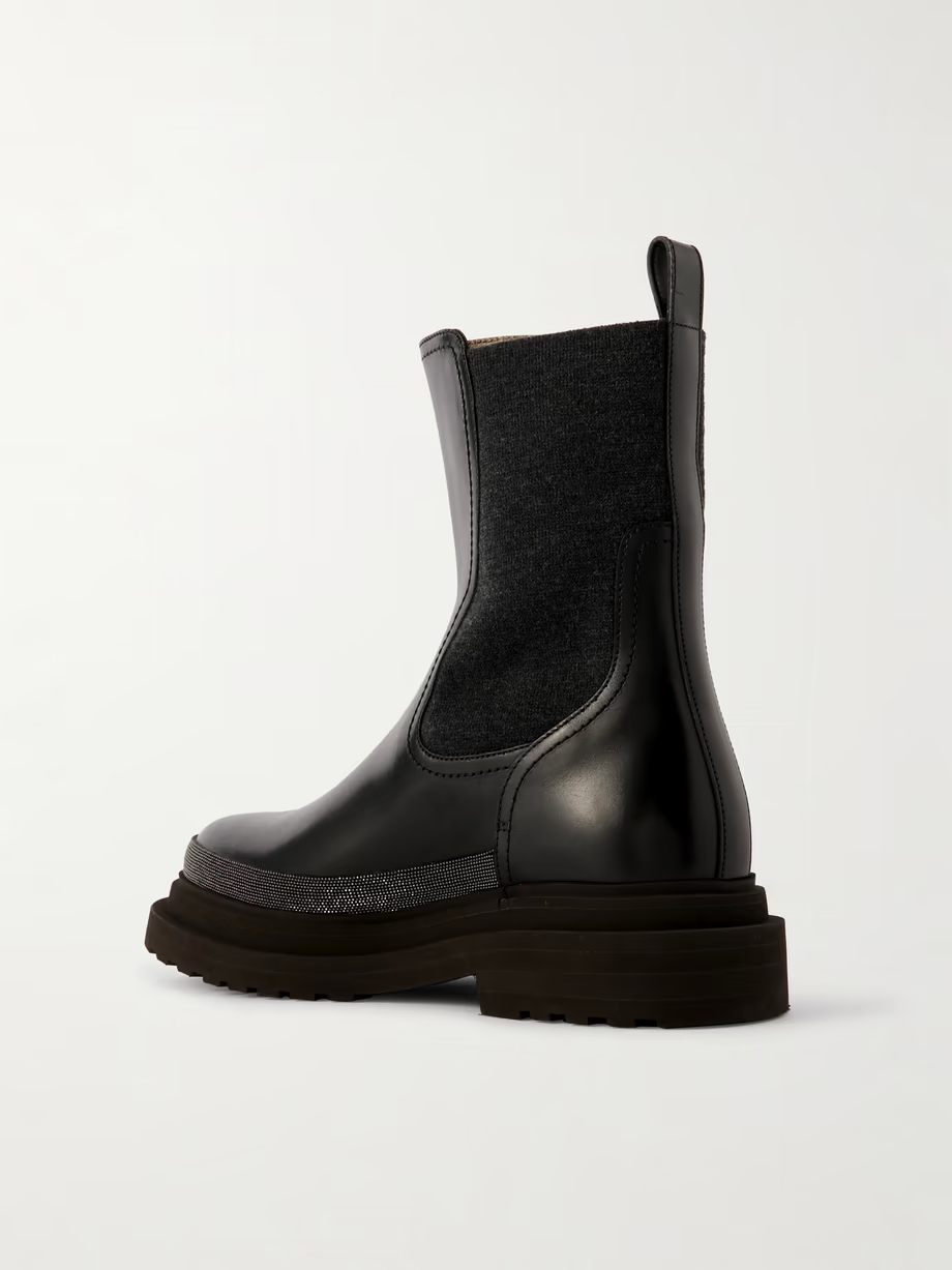Bead-embellished leather Chelsea boots Bead-embellished leather Chelsea boots