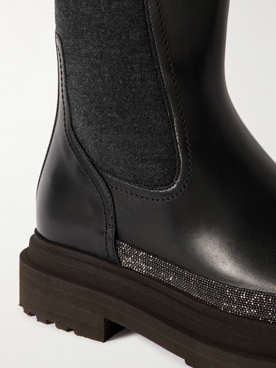 Bead-embellished leather Chelsea boots Bead-embellished leather Chelsea boots