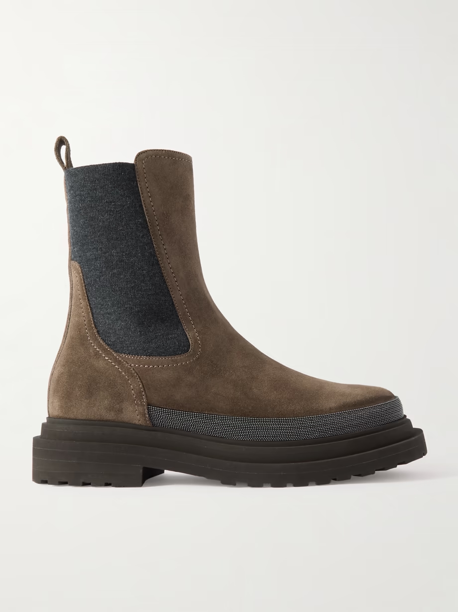 Bead-embellished suede Chelsea boots Bead-embellished suede Chelsea boots