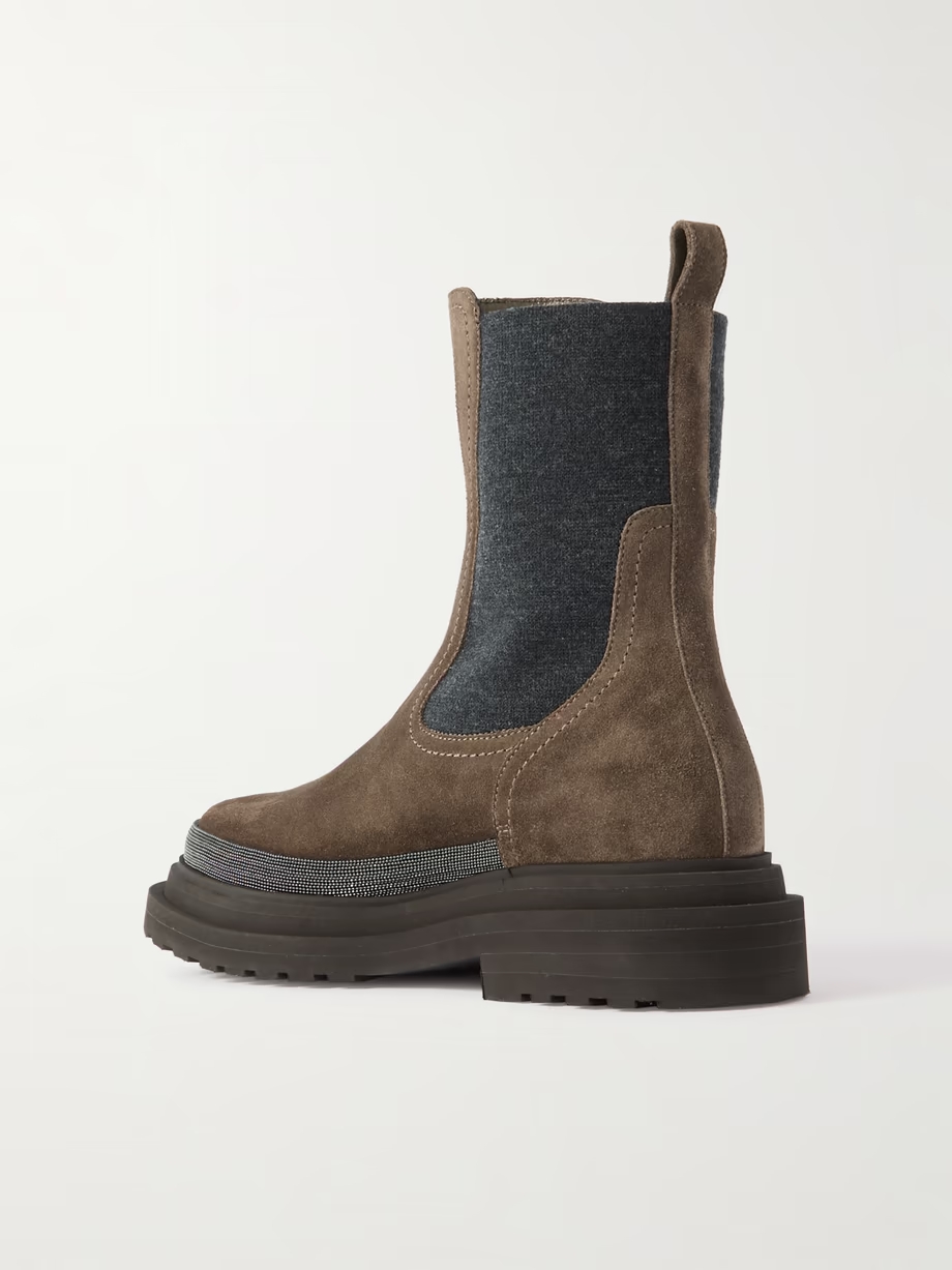 Bead-embellished suede Chelsea boots Bead-embellished suede Chelsea boots