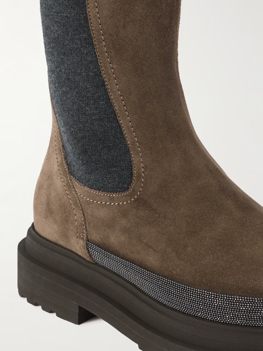Bead-embellished suede Chelsea boots Bead-embellished suede Chelsea boots