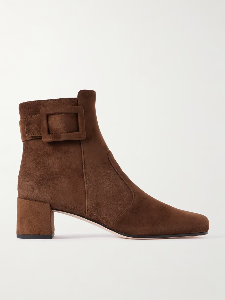 Tres Vivier Polly buckled suede ankle boots Tres Vivier Polly buckled suede ankle boots