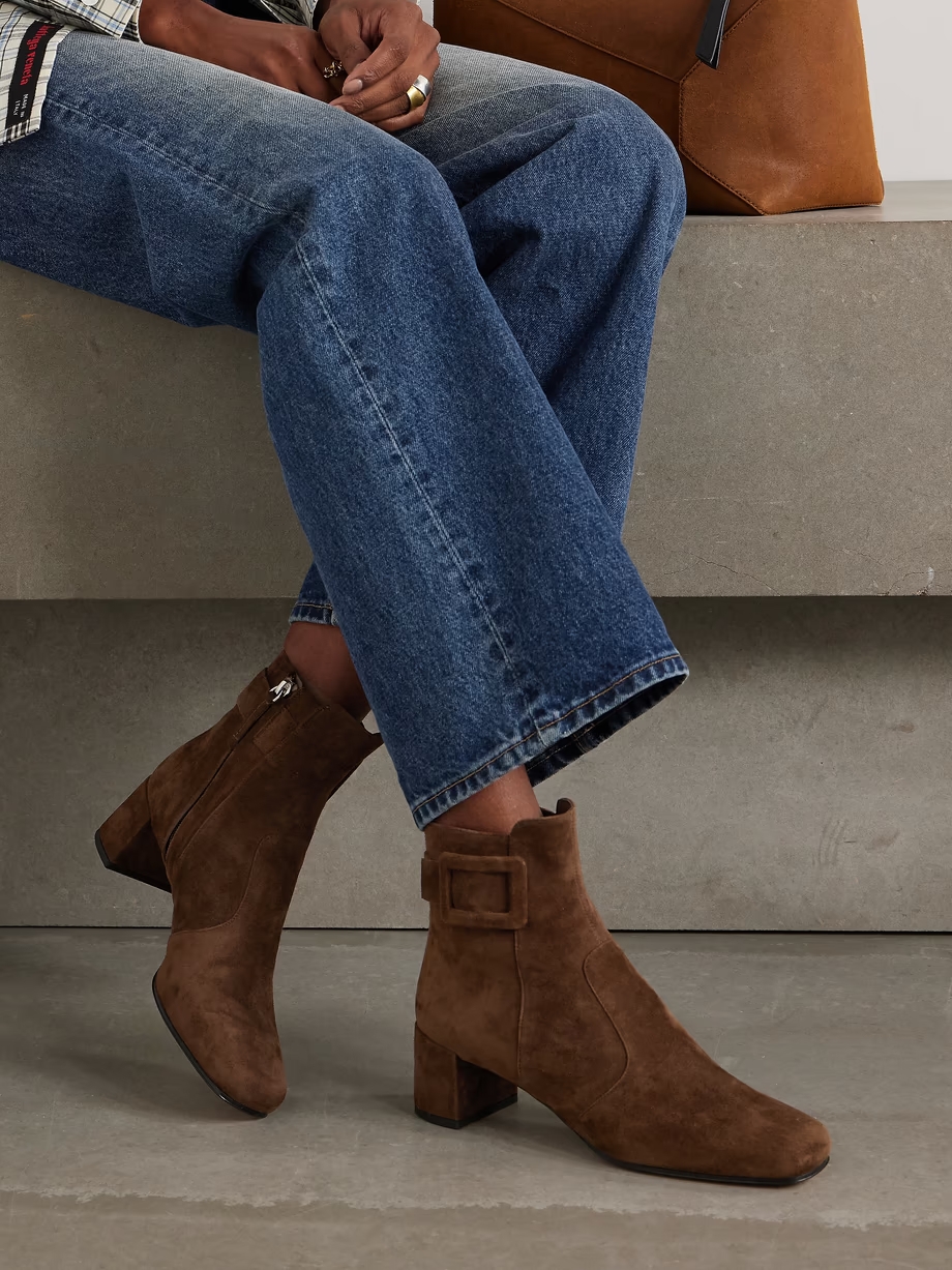 Tres Vivier Polly buckled suede ankle boots Tres Vivier Polly buckled suede ankle boots
