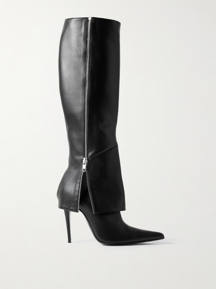 Leather pointed-toe knee boots Leather pointed-toe knee boots