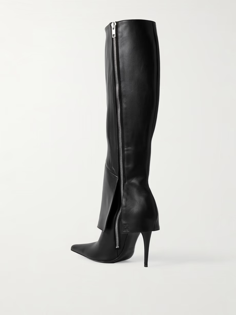 Leather pointed-toe knee boots Leather pointed-toe knee boots