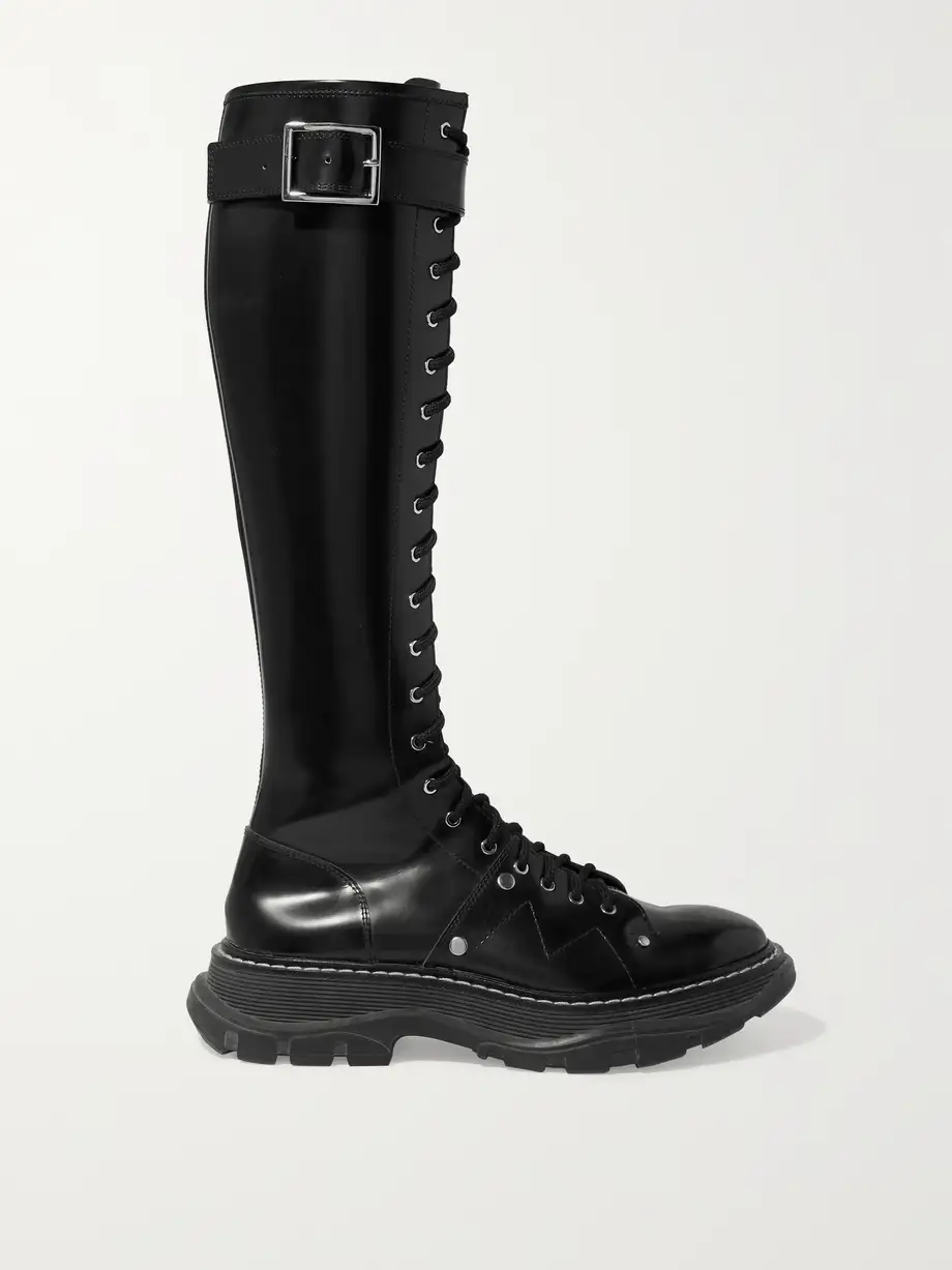 Glossed-leather exaggerated-sole knee boots Glossed-leather exaggerated-sole knee boots