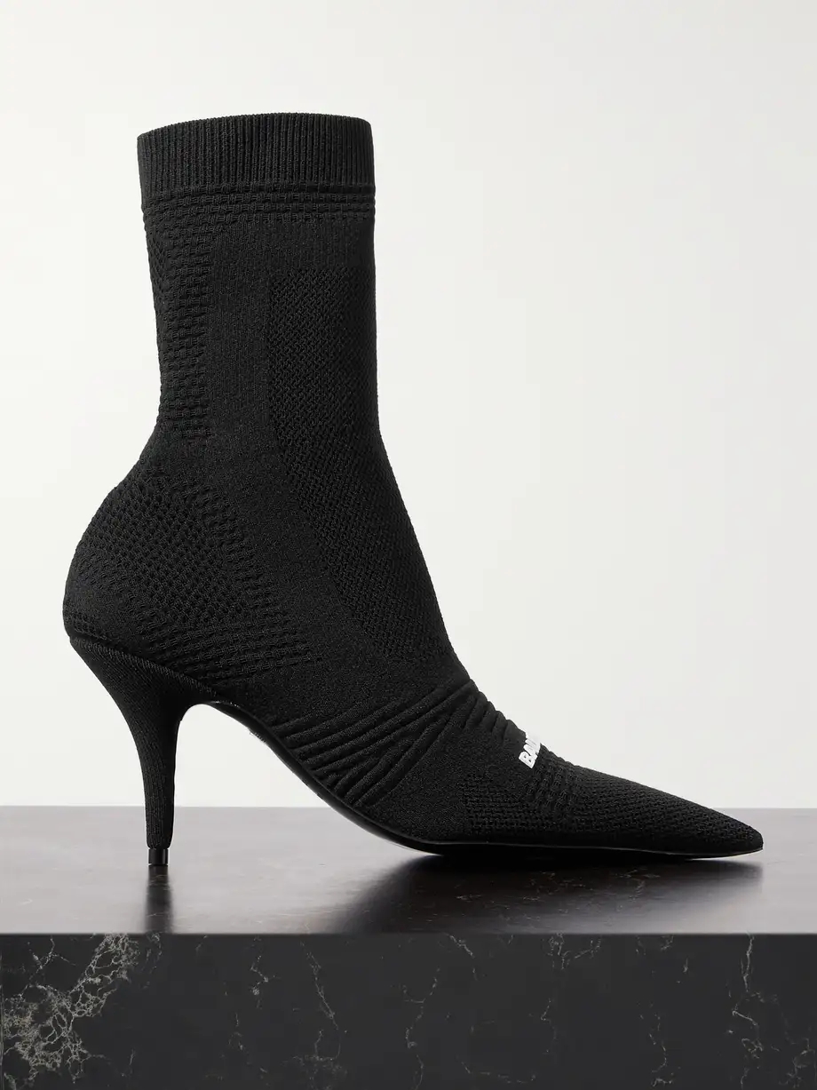 Knife 2.0 logo-appliquéd stretch-knit ankle boots Knife 2.0 logo-appliquéd stretch-knit ankle boots