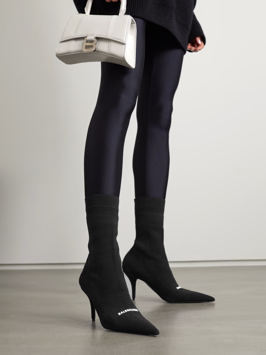 Knife 2.0 logo-appliquéd stretch-knit ankle boots Knife 2.0 logo-appliquéd stretch-knit ankle boots