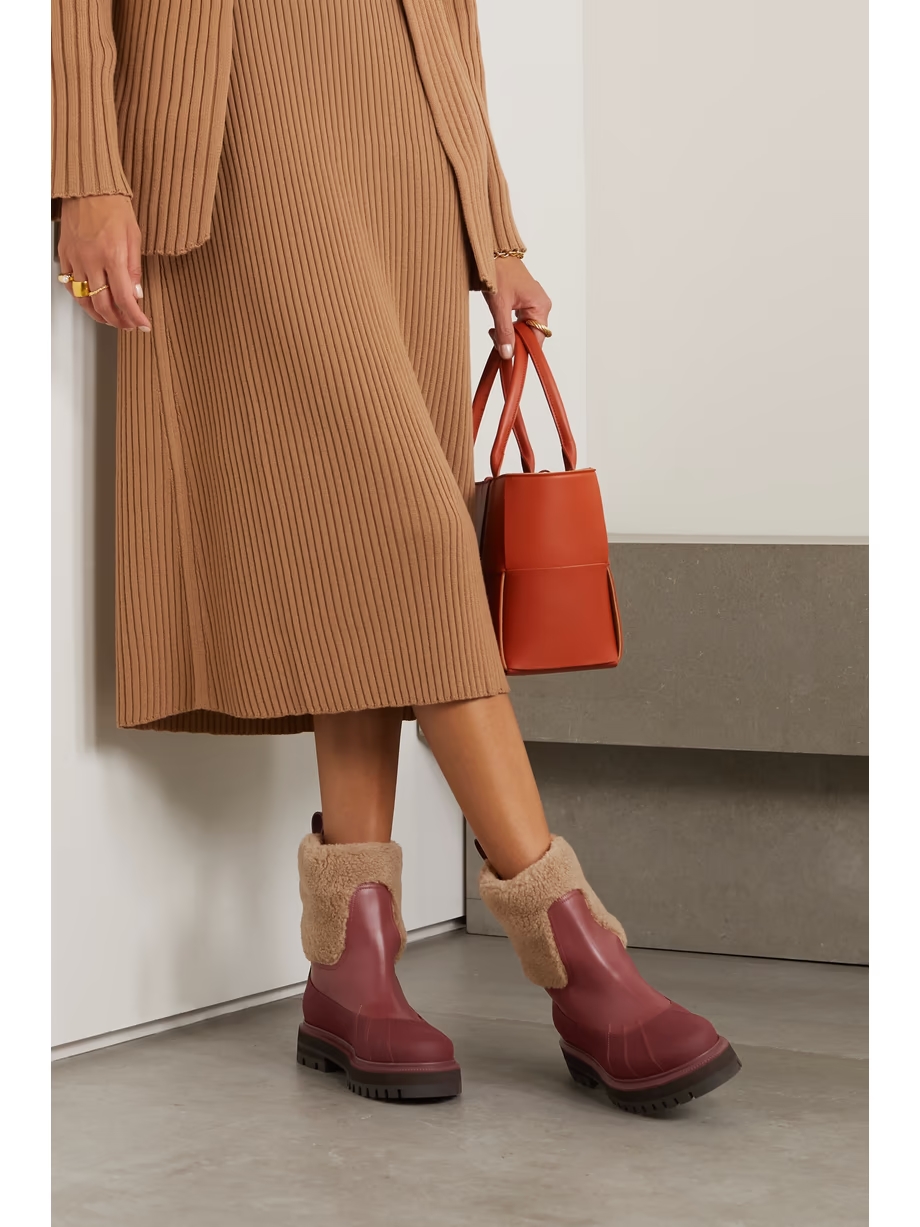 Regent cashmere and silk-blend fleece and leather ankle boots Regent cashmere and silk-blend fleece and leather ankle boots