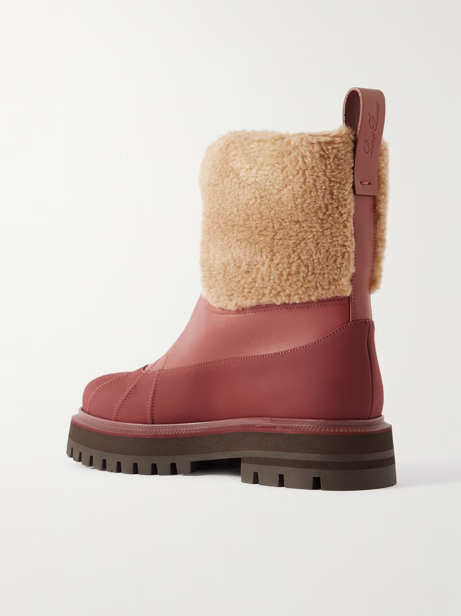 Regent cashmere and silk-blend fleece and leather ankle boots Regent cashmere and silk-blend fleece and leather ankle boots