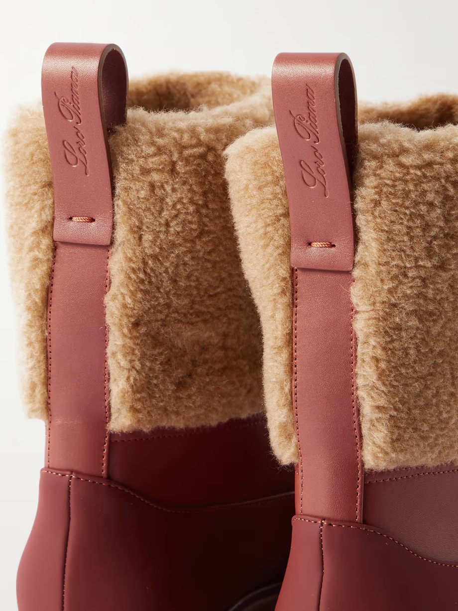 Regent cashmere and silk-blend fleece and leather ankle boots Regent cashmere and silk-blend fleece and leather ankle boots
