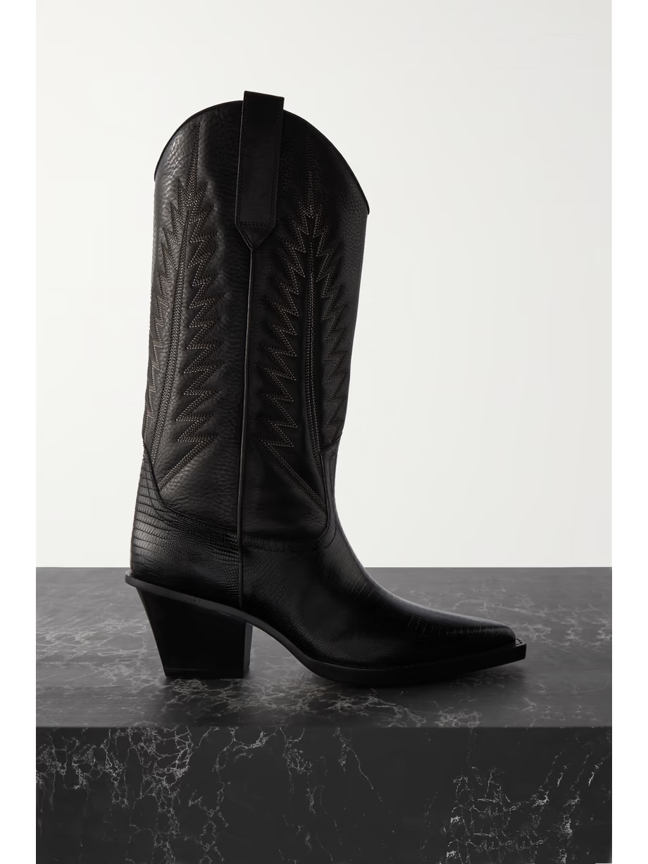 Rosario embroidered textured and croc-effect leather cowboy boots Rosario embroidered textured and croc-effect leather cowboy boots