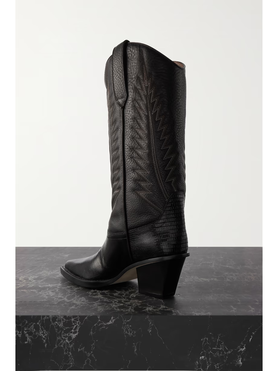 Rosario embroidered textured and croc-effect leather cowboy boots Rosario embroidered textured and croc-effect leather cowboy boots