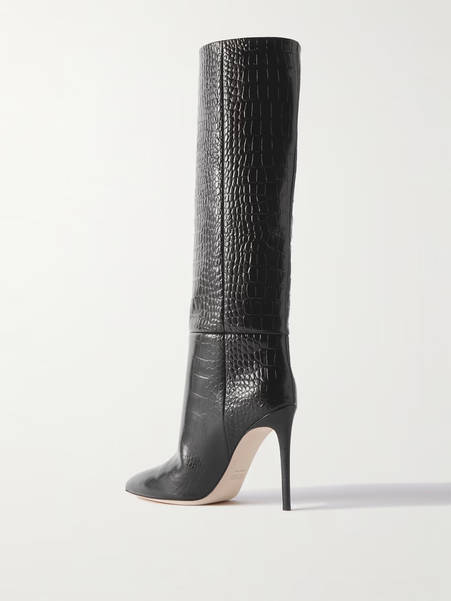 Croc-effect leather knee boots Croc-effect leather knee boots