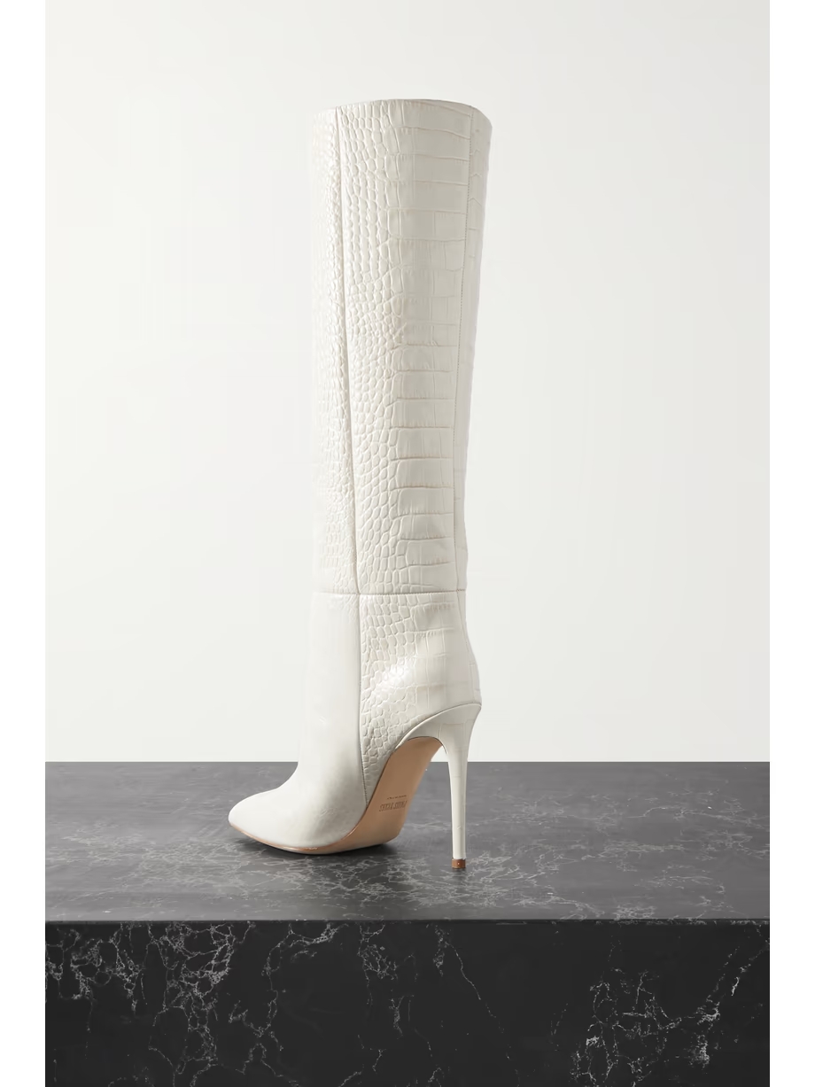 Croc-effect leather knee boots Croc-effect leather knee boots