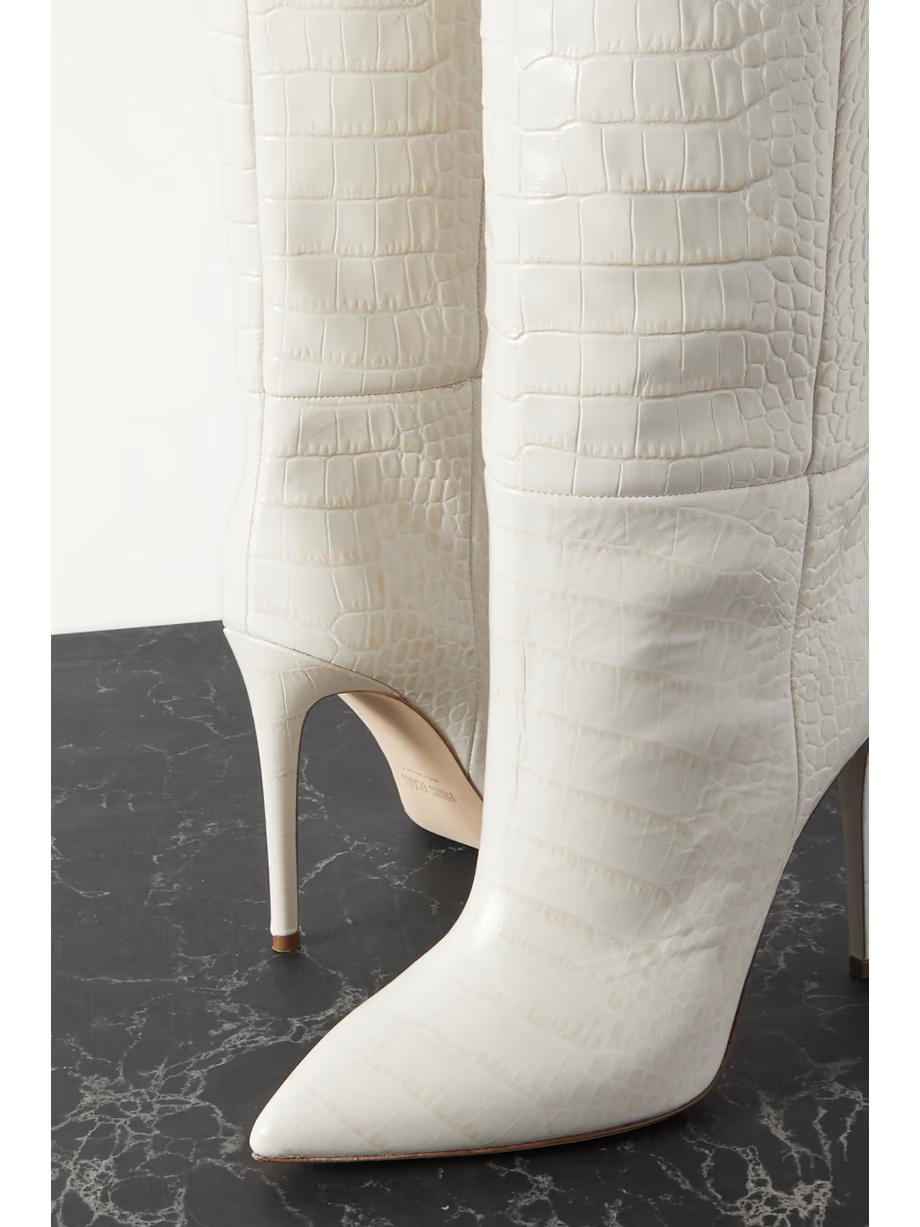 Croc-effect leather knee boots Croc-effect leather knee boots
