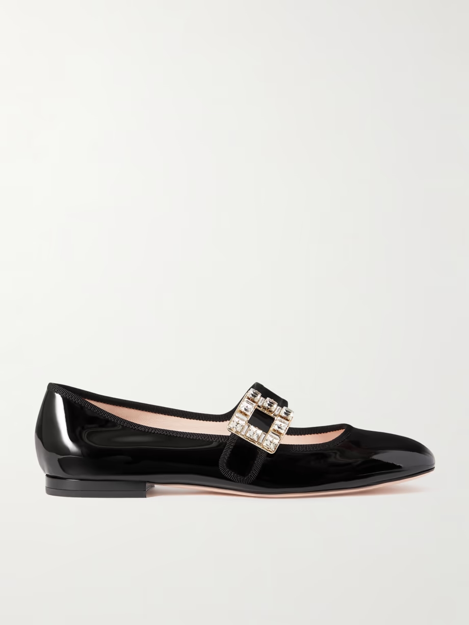 Très Vivier Strass Babies crystal-embellished patent-leather ballet flats Très Vivier Strass Babies crystal-embellished patent-leather ballet flats