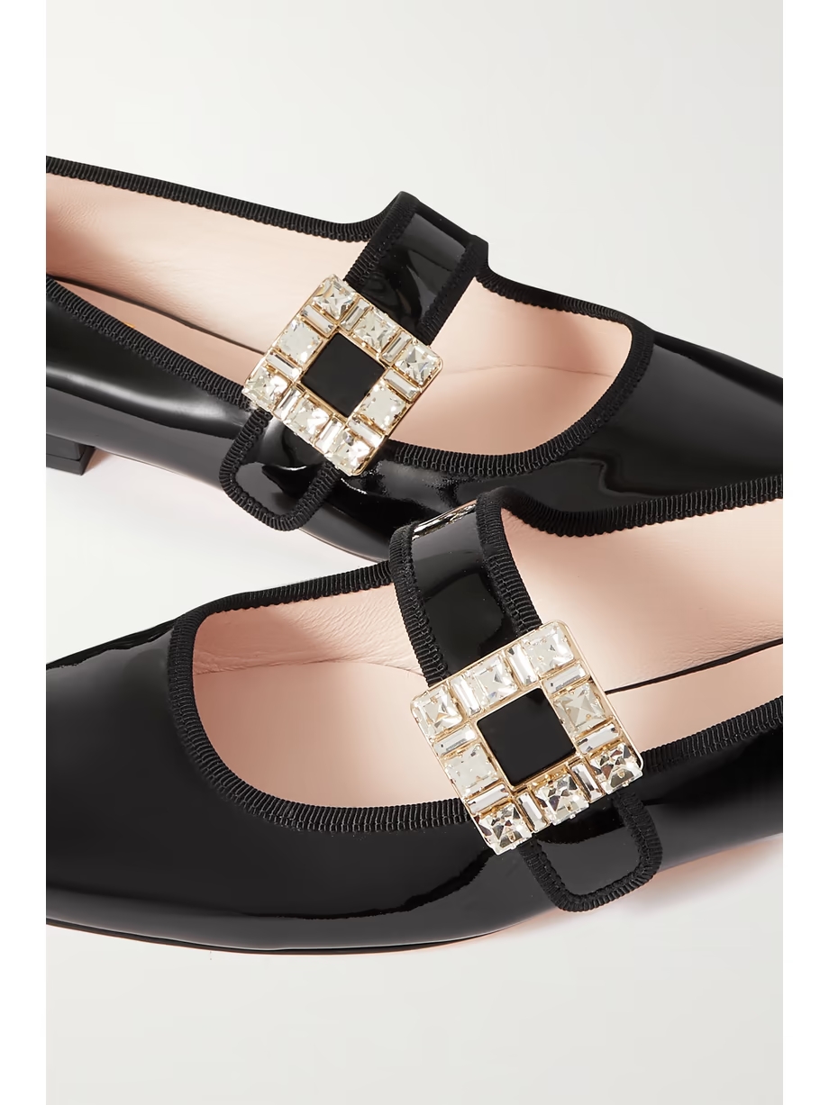 Très Vivier Strass Babies crystal-embellished patent-leather ballet flats Très Vivier Strass Babies crystal-embellished patent-leather ballet flats