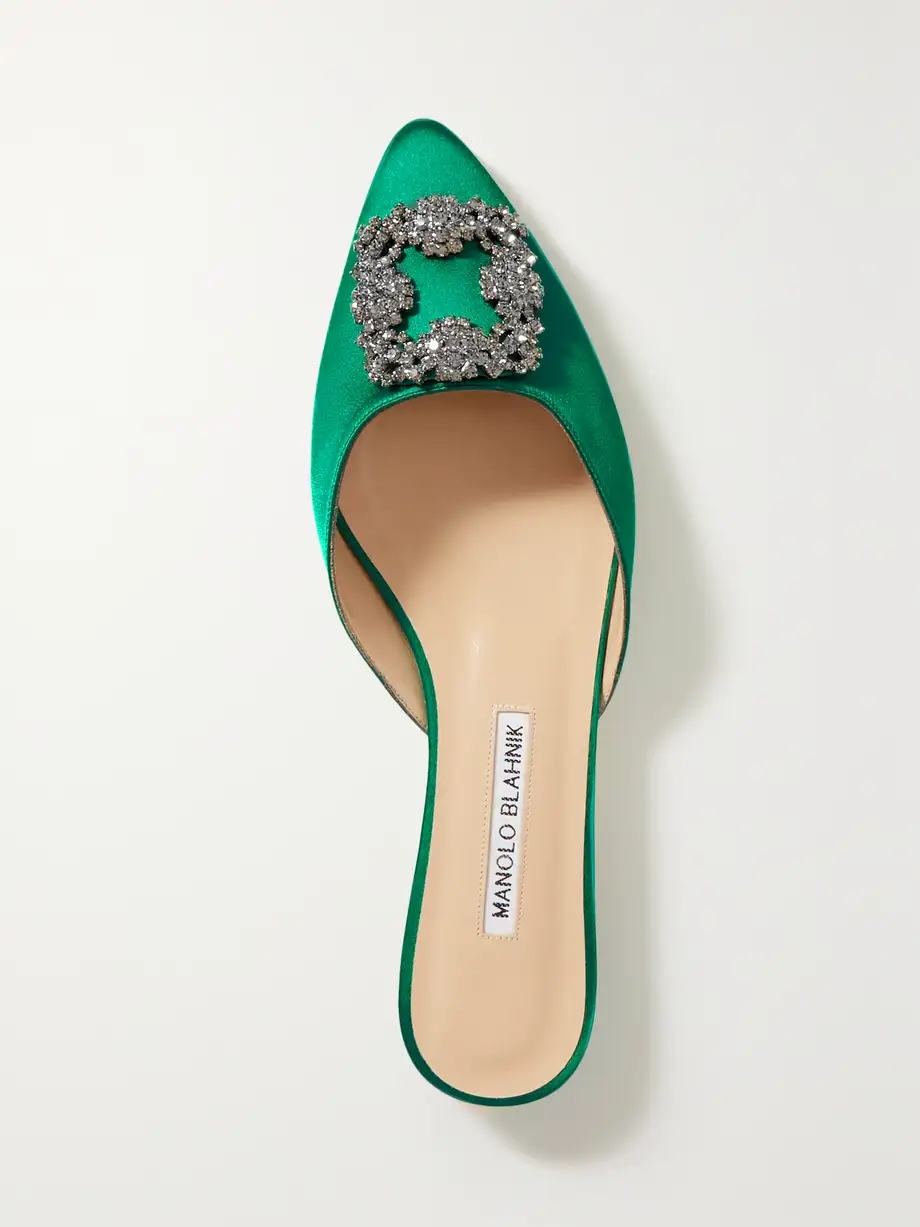 Hangisi embellished satin slippers Hangisi embellished satin slippers