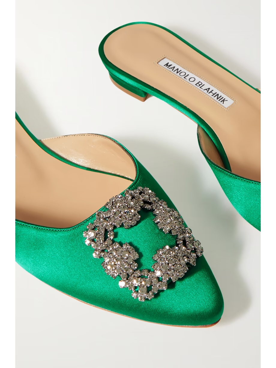 Hangisi embellished satin slippers Hangisi embellished satin slippers