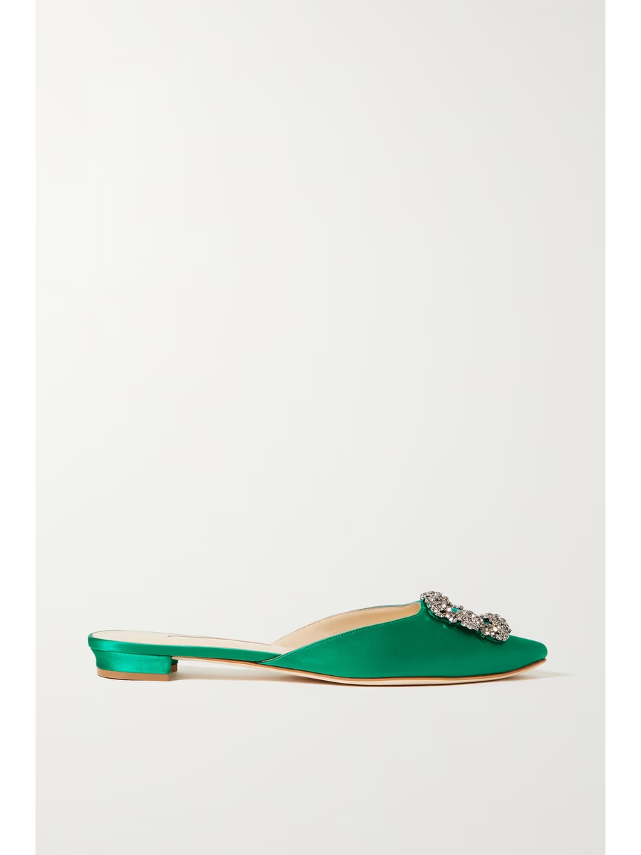 Hangisi embellished satin slippers Hangisi embellished satin slippers