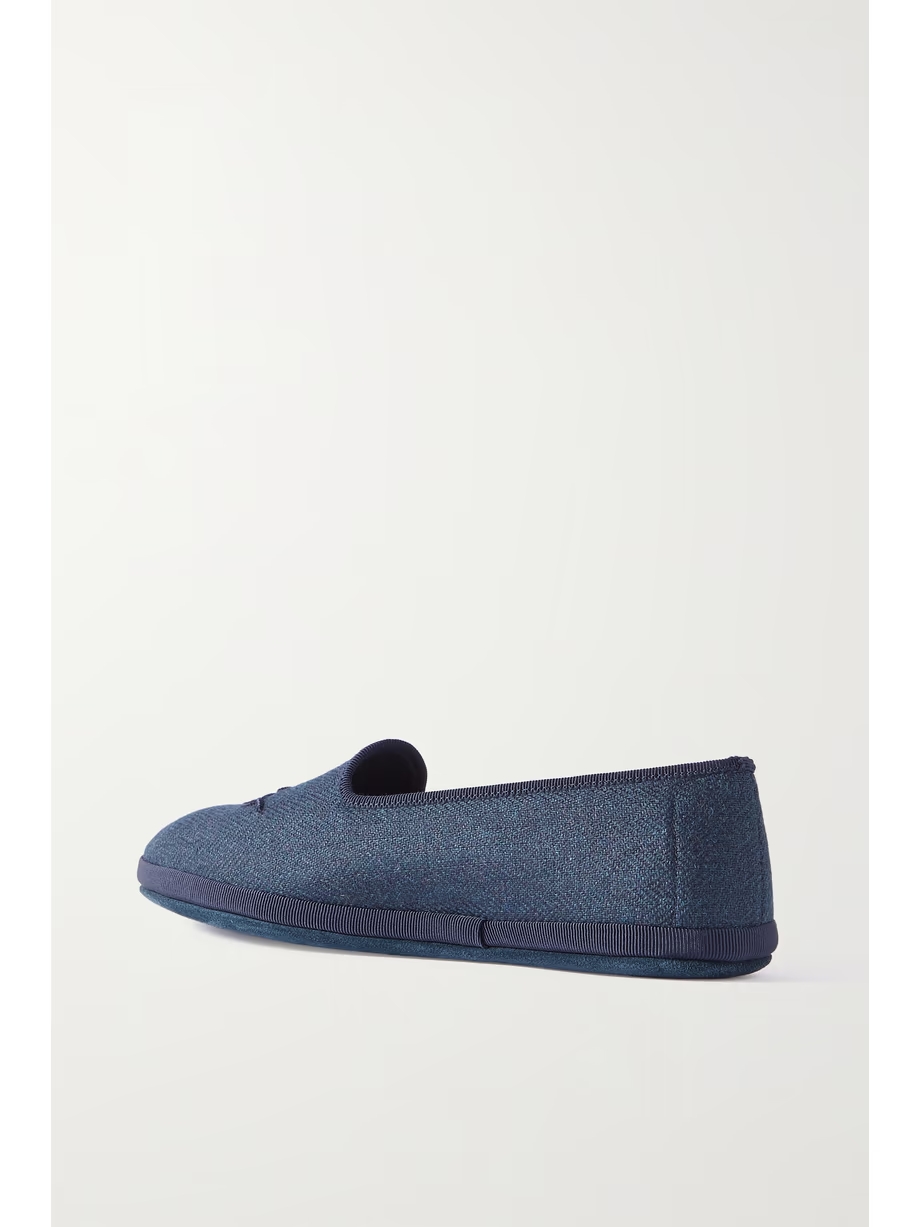 Venice embroidered herringbone cashmere slippers Venice embroidered herringbone cashmere slippers