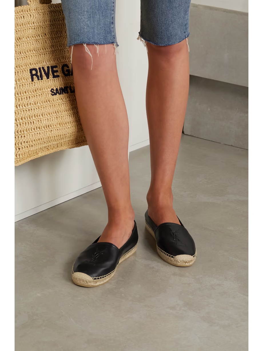 Logo-embossed leather espadrilles Logo-embossed leather espadrilles