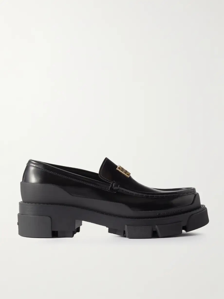 Terra logo-embellished leather platform loafers Terra logo-embellished leather platform loafers