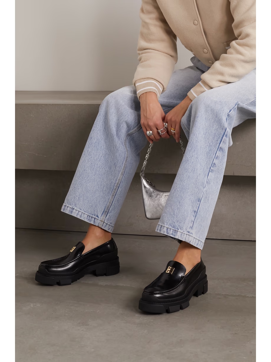 Terra logo-embellished leather platform loafers Terra logo-embellished leather platform loafers