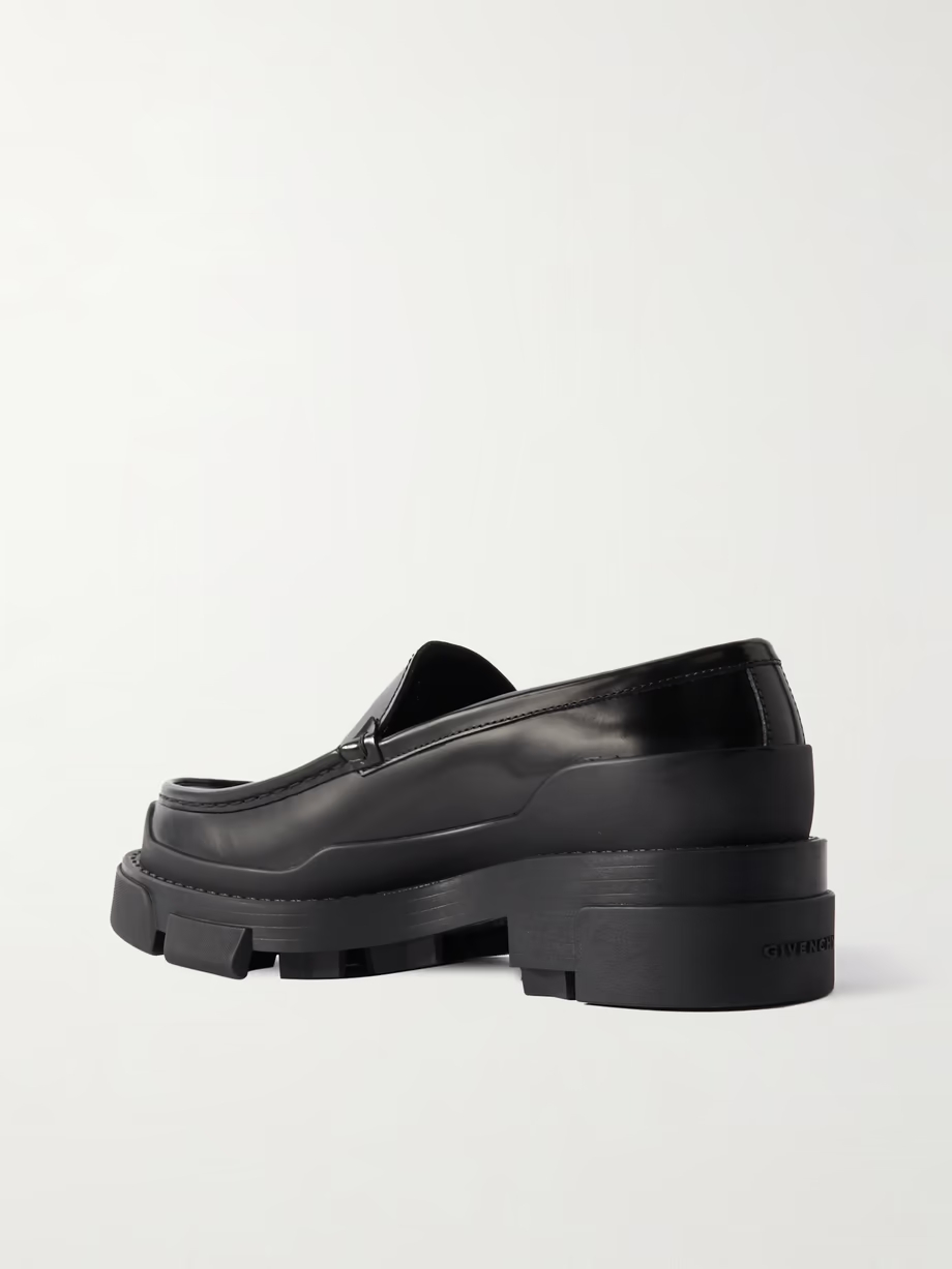 Terra logo-embellished leather platform loafers Terra logo-embellished leather platform loafers