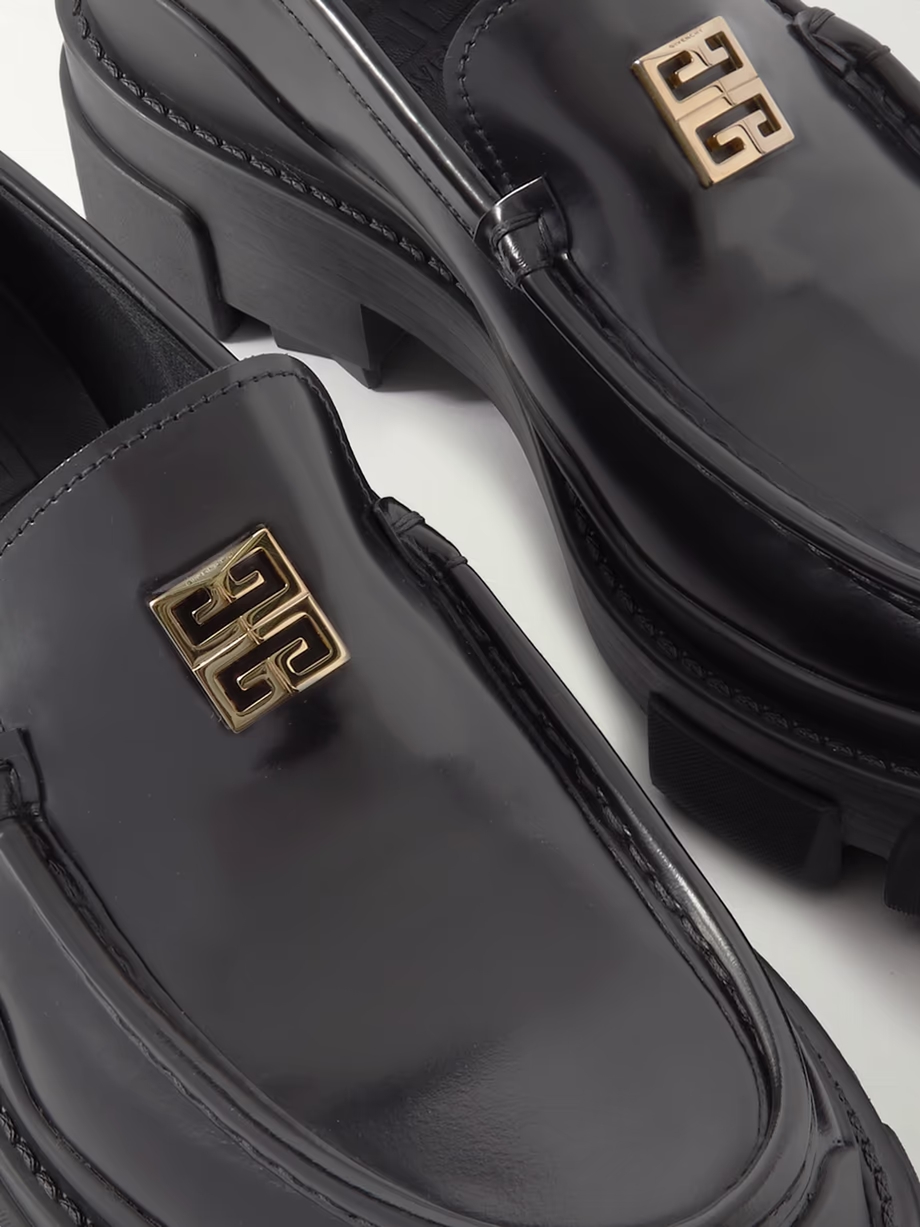 Terra logo-embellished leather platform loafers Terra logo-embellished leather platform loafers