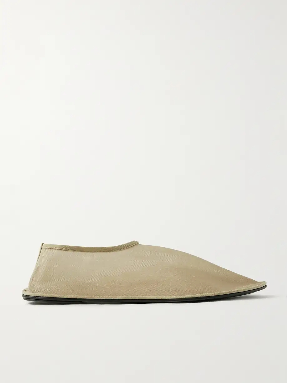 Sock leather-trimmed mesh flats Sock leather-trimmed mesh flats