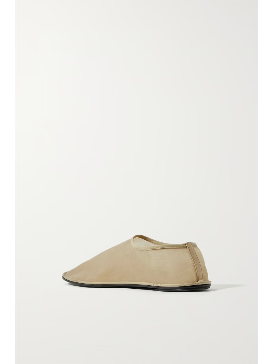 Sock leather-trimmed mesh flats Sock leather-trimmed mesh flats